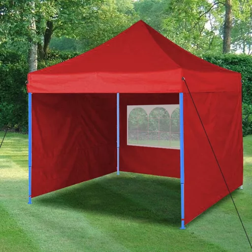 Skládací zahradní pavilon - různé typy - 2,9x2,9m - červená+pavilon+boční stěna