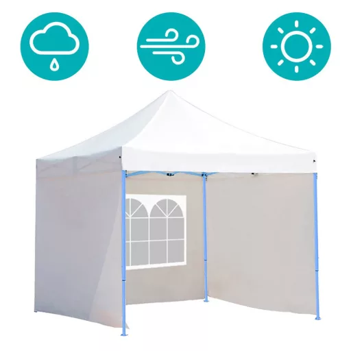 Skládací zahradní pavilon - různé typy - 2,9x2,9m - bílá - pavilon+boční stěna