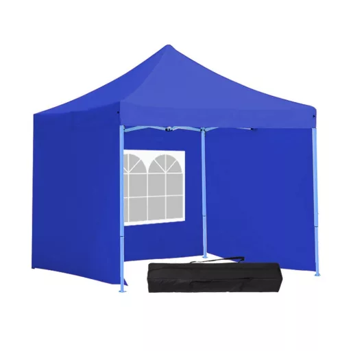 Skládací zahradní pavilon - různé typy - 2,9x2,9m - modrá - pavilon+boční stěna+přenosná taška