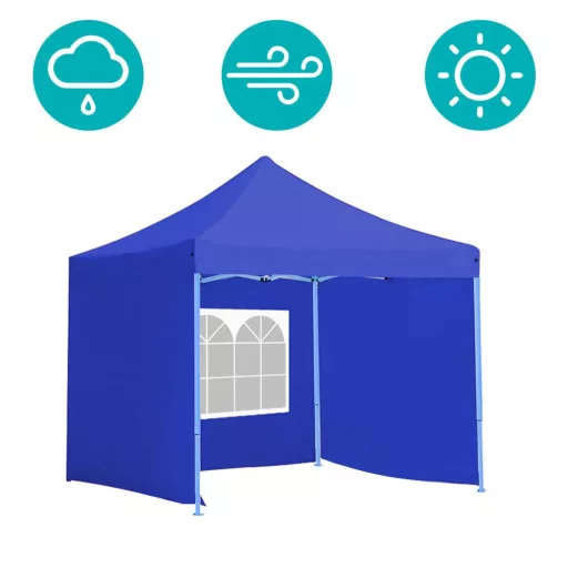 Skládací zahradní pavilon - různé typy - 2,9x2,9m - modrá - pavilon+boční stěna+přenosná taška
