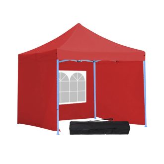   Skládací zahradní pavilon - různé typy - 2,9x2,9m - červená - pavilon+boční stěna+přenosná taška