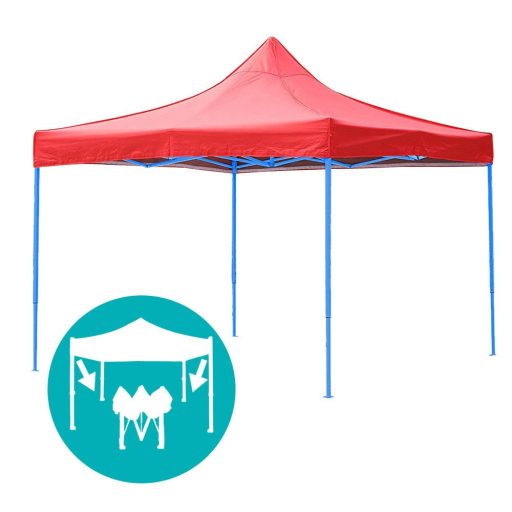 Skládací zahradní pavilon - různé typy - 2,9x2,9m - červená - pavilon+boční stěna+přenosná taška