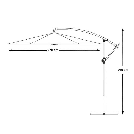 Závěsný deštník 2,8 m, šedý