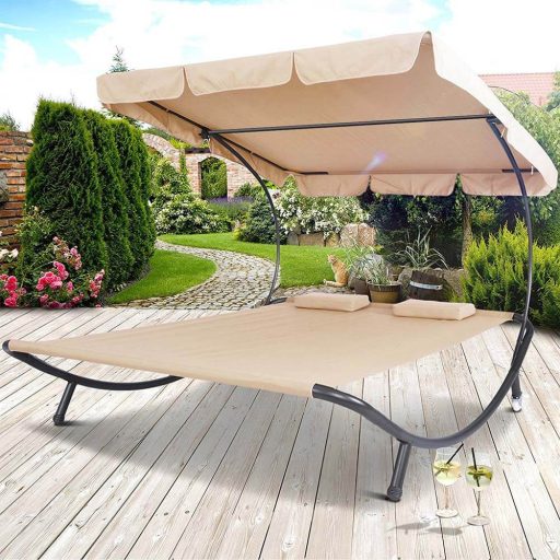 Lehátko pro dvě osoby se stříškou - béžová