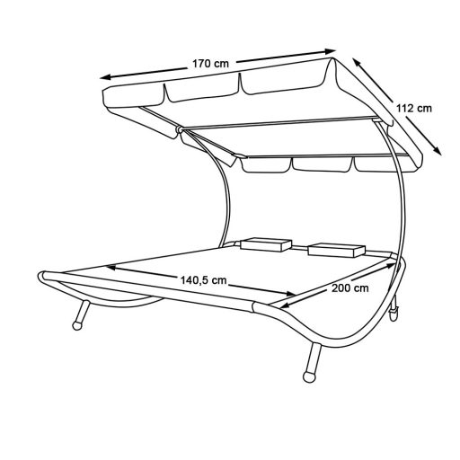 Lehátko pro dvě osoby se stříškou - béžová