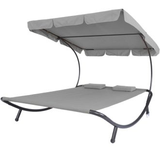 Lehátko pro dvě osoby se stříškou - šedá