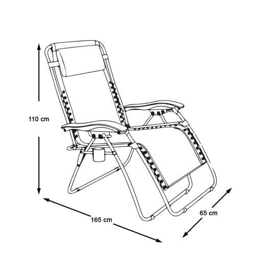 Nulová gravitační zahradní židle s držákem na sklenici, 2 ks - béžová