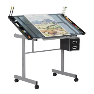 Rysovací naklápěcí stůl se skleněnou stolovou deskou