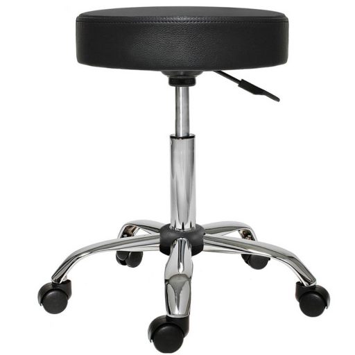 Kosmetická židle na kolečkách, výškově nastavitelná - černá