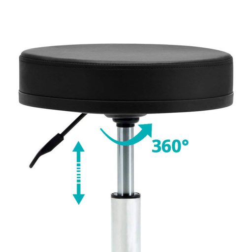 Kosmetická židle na kolečkách, výškově nastavitelná - černá