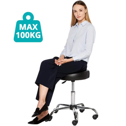 Kosmetická židle na kolečkách, výškově nastavitelná - černá