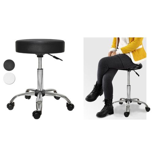 Kosmetická židle na kolečkách, výškově nastavitelná - černá