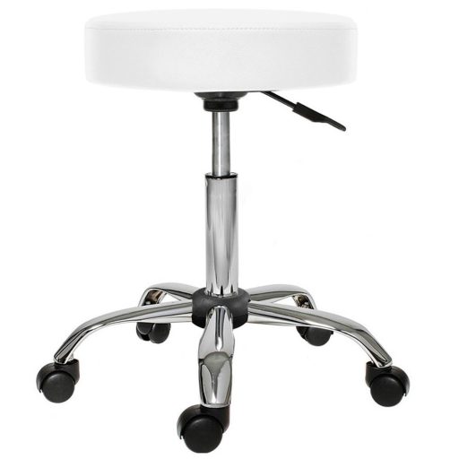 Kosmetická židle na kolečkách, výškově nastavitelná - bílá