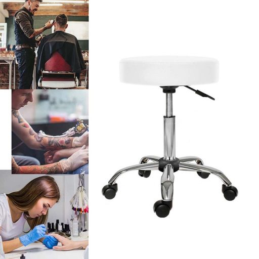 Kosmetická židle na kolečkách, výškově nastavitelná - bílá