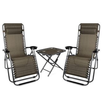 Nulová gravitační zahradní židle se stolem, 2ks
