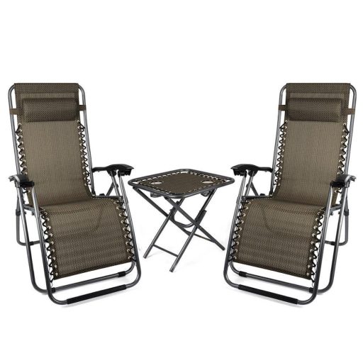Nulová gravitační zahradní židle se stolem, 2ks