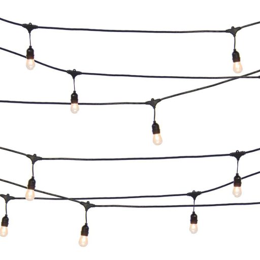 Voděodolný světelný dekorační řetěz, 15 ks E27 LED žárovek, 14,6 m, teplá bílá