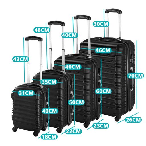 4 kusová sada pevnostěnných kufrů, ve 4 barvách - černá