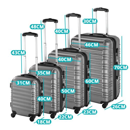 4 kusová sada pevnostěnných kufrů, ve 4 barvách - šedá