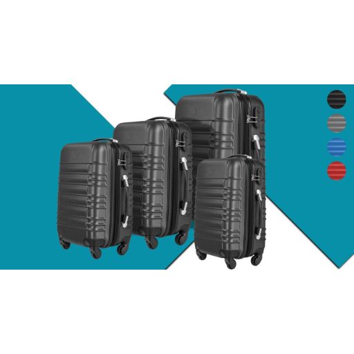 4 kusová sada pevnostěnných kufrů, ve 4 barvách - šedá