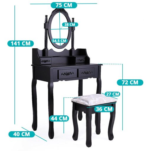 Toaletní stolek Rome, ve více barvách-černý