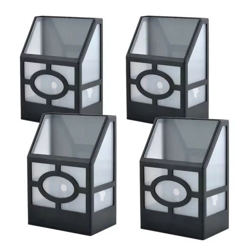 Venkovní černá solární lampa, 4 ks
