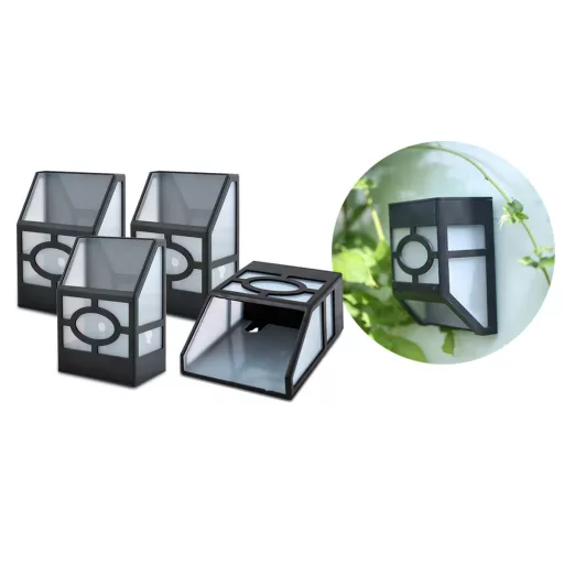 Venkovní černá solární lampa, 4 ks