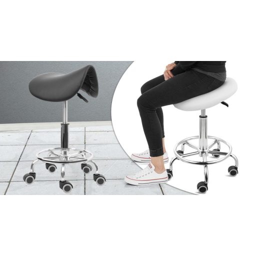 Kosmetická sedlová židle na kolečkách - černá