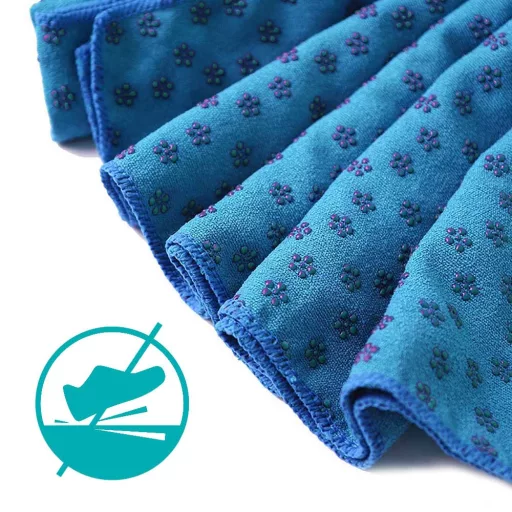 Protiskluzový ručník na jógu, s taškou jako dárek - modrá