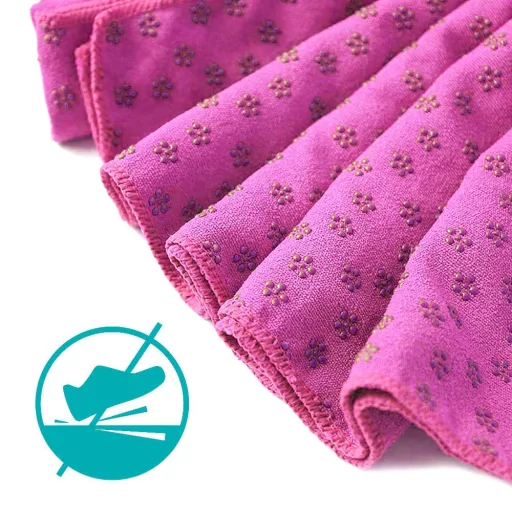 Protiskluzový ručník na jógu, s taškou jako dárek - pink