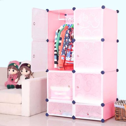 Plastová skládací skříň - růžová