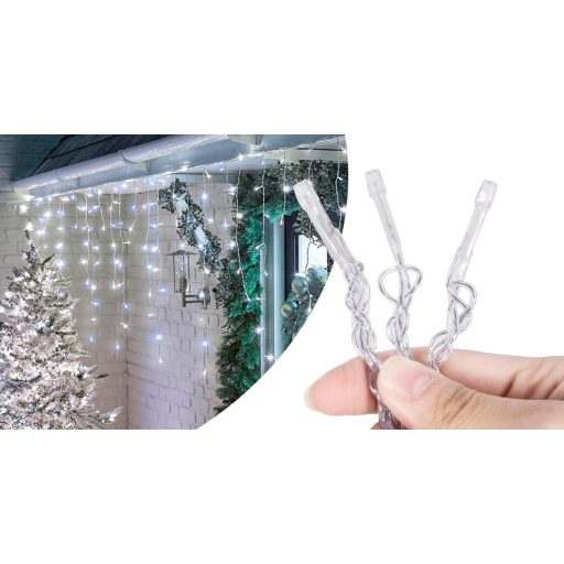 Světelný rampouchový LED závěs ve 2 velikostech, studená bílá - 230 LED