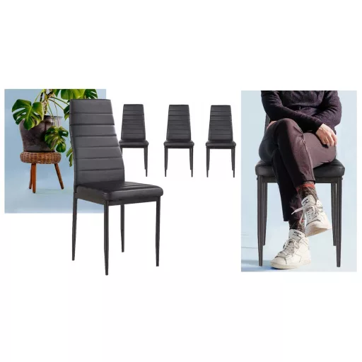 4 kusová sada jídelních židlí, černá