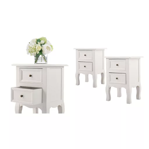  Sada 2 nočních stolků, bílá