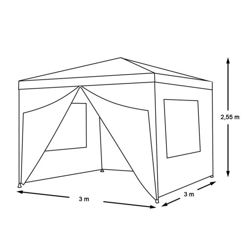 Párty stan v bílé barvě, 3 různé velikosti - 3x3m
