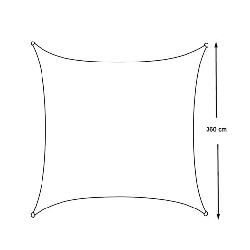 Sluneční plachta, čtyřúhelníková, 3,6 m, polyethylen, béžová