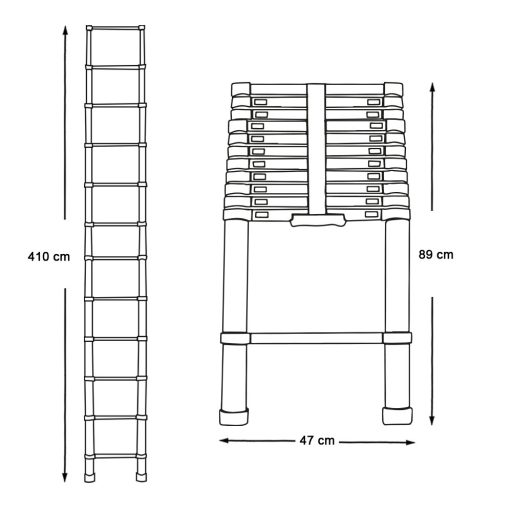 Hliníkový teleskopický žebřík ve 3 velikostech