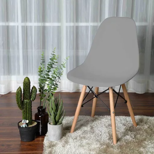 4 kusová sada moderních jídelních židlí ve 4 barvách - šedá