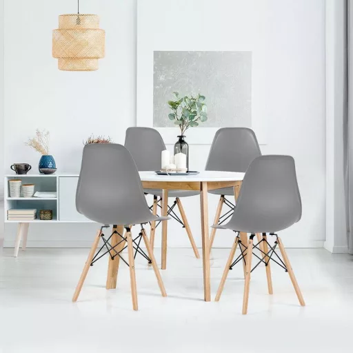 4 kusová sada moderních jídelních židlí ve 4 barvách - šedá