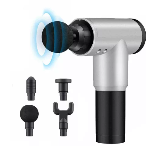 Masážní pistole se čtyřmi výměnnými hlavami