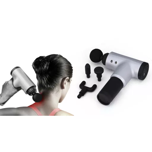 Masážní pistole se čtyřmi výměnnými hlavami