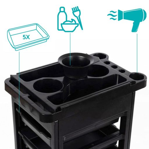 Kadeřnický vozík s 5 zásuvkami