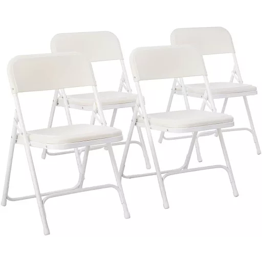  Skládací čalouněné židle, 4 ks, bílé