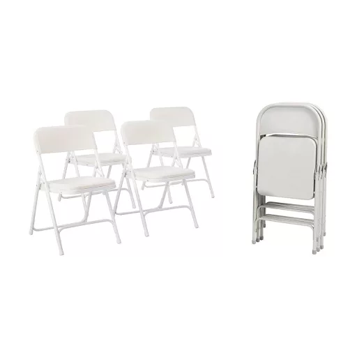  Skládací čalouněné židle, 4 ks, bílé