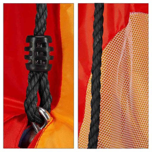 Závěsná houpačka ve tvaru kruhu, 110 cm - červená, se stanem