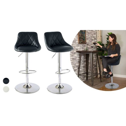 2 ks barových židlí s opěradlem, 2 barvy - černá