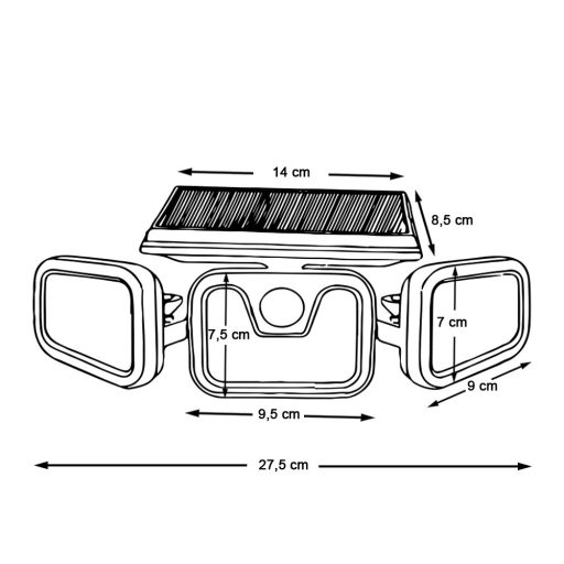 3 panelové solární svítidlo s otočným pólem