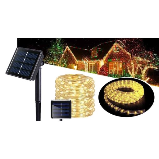 Solární světelný řetěz, 10 metrový, teplý bílý