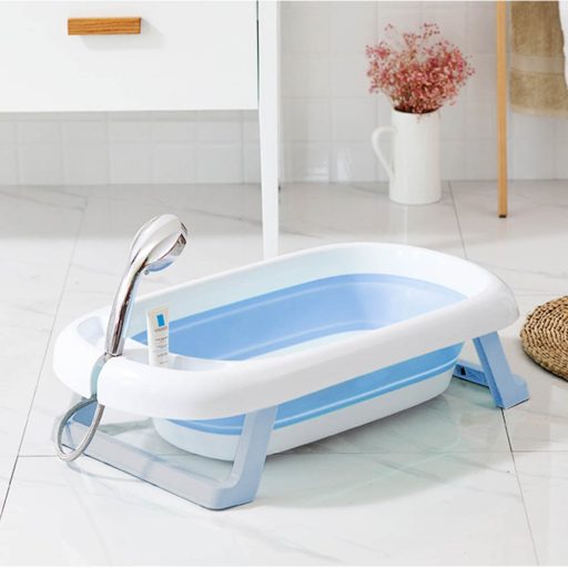 Skládací dětská vanička se sítí, ve více barvách-modrá