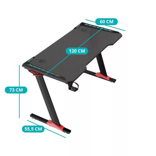 Profesionální herní stůl s uhlíkovým povlakem a LED osvětlením